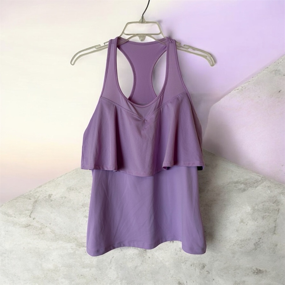 Fabletics Ashlynn Lavender Tank Athletic Ruffle Padded Racerback‎ 💜